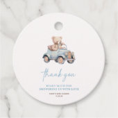 ブルーテディベア我々は赤ちゃんシャワーを待つことができる フェイバータグ (正面)