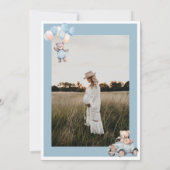 ブルーテディベア水彩写真男の赤ちゃんシャワー 招待状 (裏面)