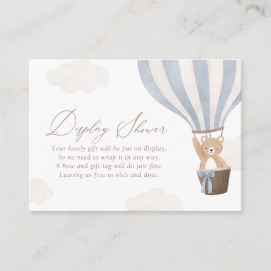 ブルーテディベア温風船表示シャワー エンクロージャーカード (正面)