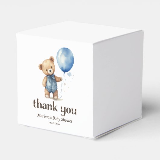 ブルーテディベア男の子ベイビーシャワーありがとう フェイバーボックス (裏面サイド)