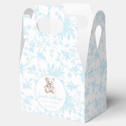 ブルーテディベア男の赤ちゃんシャワーキャンディーボックス フェイバーボックス (オープン)