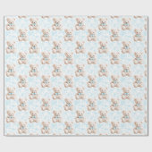 ブルーテディベア男の赤ちゃんシャワーラッピング紙 ラッピングペーパー (フラット)