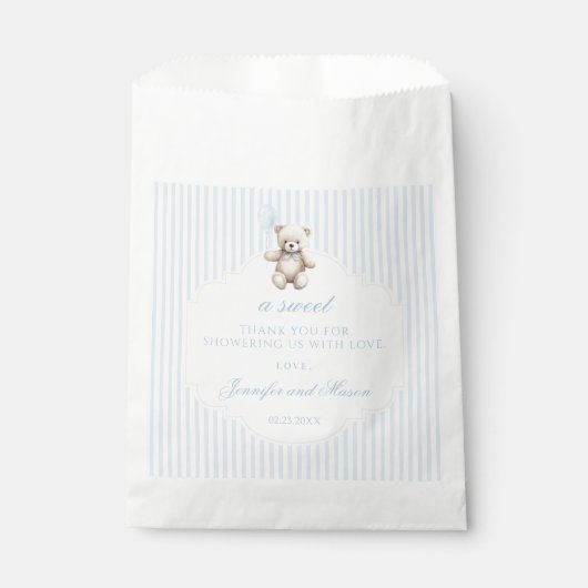 ブルーテディベア男の赤ちゃんシャワー感謝していユーザ フェイバーバッグ (正面)