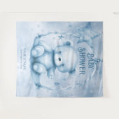 ブルーテディベア背景 タペストリー (正面(横))