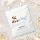 ブルーテディベア赤ちゃんシャワーありがとう フェイバーバッグ (クリップ留めされた状態)