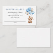 ブルーテディベア赤ちゃんシャワーおむつラッフル エンクロージャーカード (正面/裏面)