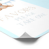 ブルーテディベア赤ちゃんシャワーのサイン ポスター (角)