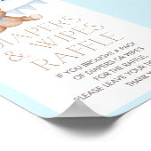 ブルーテディベア赤ちゃんシャワーのサイン ポスター (角)