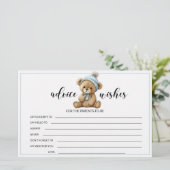 ブルーテディベア赤ちゃんシャワーアドバイスウィッシュカード 便箋 (スタンド正面)