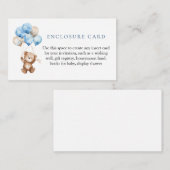 ブルーテディベア赤ちゃんシャワーエンクロージャカード エンクロージャーカード (正面/裏面)