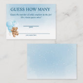 ブルーテディベア赤ちゃんシャワーカードの数を推測 エンクロージャーカード (正面/裏面)
