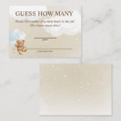 ブルーテディベア赤ちゃんシャワーカードの数を推測 エンクロージャーカード (正面/裏面)