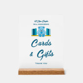 ブルーテディベア赤ちゃんシャワーカード&ギフトサイン アクリルサイン (正面)