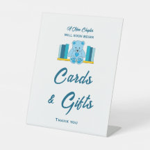 ブルーテディベア赤ちゃんシャワーカード&ギフトサイン