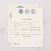 ブルーテディベア赤ちゃんシャワー予測とアドバイス (正面/裏面)