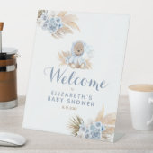 ブルーテディベア赤ちゃんシャワー台座ウェルカムサイン 台座サイン (インサイチュ)