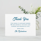 ブルーテディベア赤ちゃんシャワー新しいチャプターストーリーブック サンキューカード (スタンド正面)