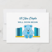 ブルーテディベア赤ちゃんシャワー新しいチャプターストーリーブック サンキューカード (裏面)