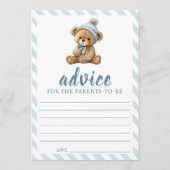 ブルーテディベア赤ちゃんシャワー親アドバイスカード アドバイスカード (正面)