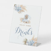 ブルーテディベア赤ちゃんシャワー飲み物テーブルサイン 台座サイン (正面)