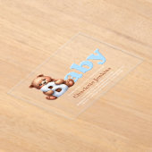 ブルーテディベア赤ちゃんシャワー アクリル招待状 (レイダウン)