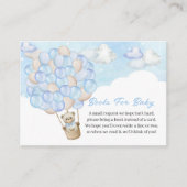 ブルーテディベア飛んでいるバルーンベビー用ブック エンクロージャーカード (正面)