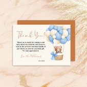 ブルーテディベアOhボーイバルーンベビーシャワー サンキューカード