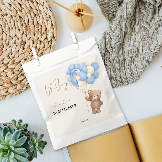 ブルーテディベアOhボーイバルーンベビーシャワー フェイバーバッグ