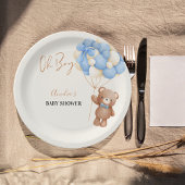 ブルーテディベアOhボーイバルーンベビーシャワー ペーパープレート