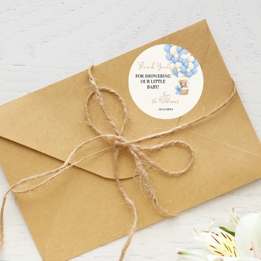 ブルーテディベアOhボーイバルーンベビーシャワー ラウンドシール