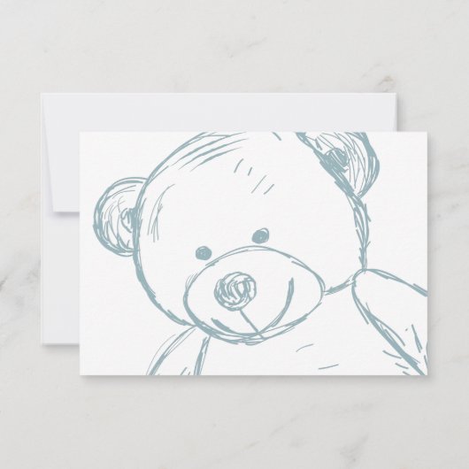 ブルーテディミニマルベア赤ちゃんシャワー予約リクエストI 招待状 (裏面)