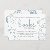 ブルーテディミニマルベア赤ちゃんシャワー予約リクエストI 招待状 (正面/裏面)