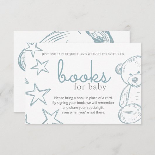 ブルーテディミニマルベア赤ちゃんシャワー予約リクエストI 招待状 (正面/裏面)