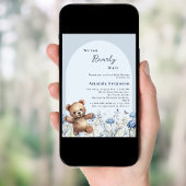 ブルーテディ少年ベイビーシャワーを待つことができる 招待状