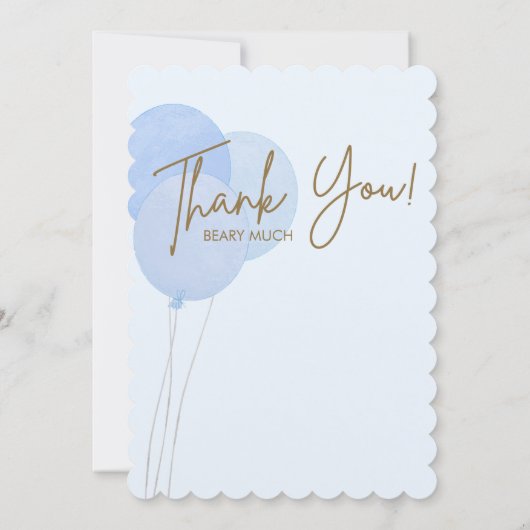 ブルーテディ我々は真珠のように双子の赤ちゃんシャワーを待つことができる サンキューカード (裏面)