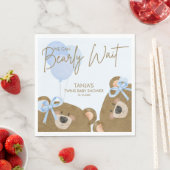 ブルーテディ我々は真珠のように双子の赤ちゃんシャワーを待つことができる スタンダードランチョンナプキン (インサイチュ)