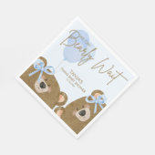 ブルーテディ我々は真珠のように双子の赤ちゃんシャワーを待つことができる スタンダードランチョンナプキン (角)