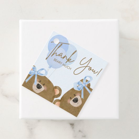 ブルーテディ我々は真珠のように双子の赤ちゃんシャワーを待つことができる フェイバータグ (インサイチュ)