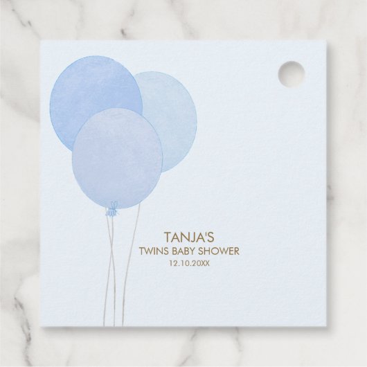 ブルーテディ我々は真珠のように双子の赤ちゃんシャワーを待つことができる フェイバータグ (裏面)