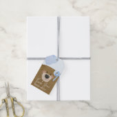 ブルーテディ我々は真珠のように待つことができる男の子のシャワー ギフトタグ (より糸付き)