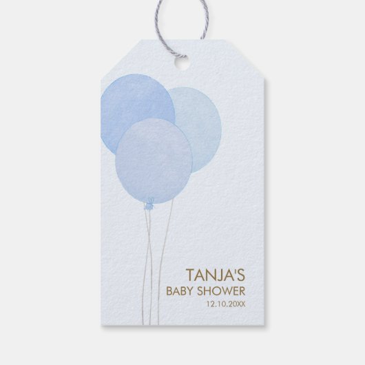 ブルーテディ我々は真珠のように待つことができる男の子のシャワー ギフトタグ (裏面)