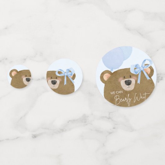 ブルーテディ我々は真珠のように待つことができる男の子のシャワー コンフェッティ (裏面)