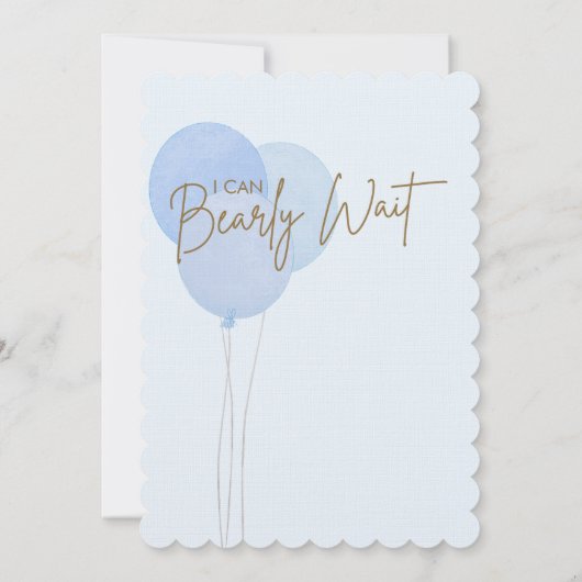 ブルーテディ我々は真珠のように待つことができる男の子のシャワー サンキューカード (裏面)