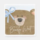 ブルーテディ我々は真珠のように待つことができる男の子のシャワー スタンダードランチョンナプキン (正面)