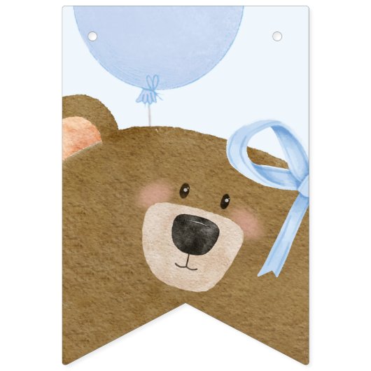 ブルーテディ我々は真珠のように待つことができる男の子のシャワー バンティングフラッグ (第1の旗)