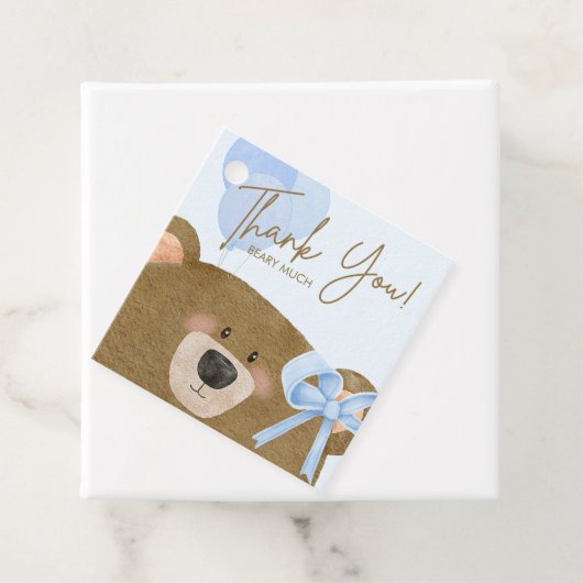 ブルーテディ我々は真珠のように待つことができる男の子のシャワー フェイバータグ (インサイチュ)