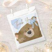 ブルーテディ我々は真珠のように待つことができる男の子のシャワー フェイバーバッグ (クリップ留めされた状態)