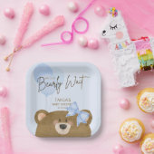 ブルーテディ我々は真珠のように待つことができる男の子のシャワー ペーパープレート (パーティー)