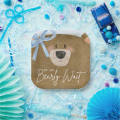 ブルーテディ我々は真珠のように待つことができる男の子のシャワー ペーパープレート (パーティー)