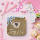 ブルーテディ我々は真珠のように待つことができる男の子のシャワー ペーパープレート (パーティー)